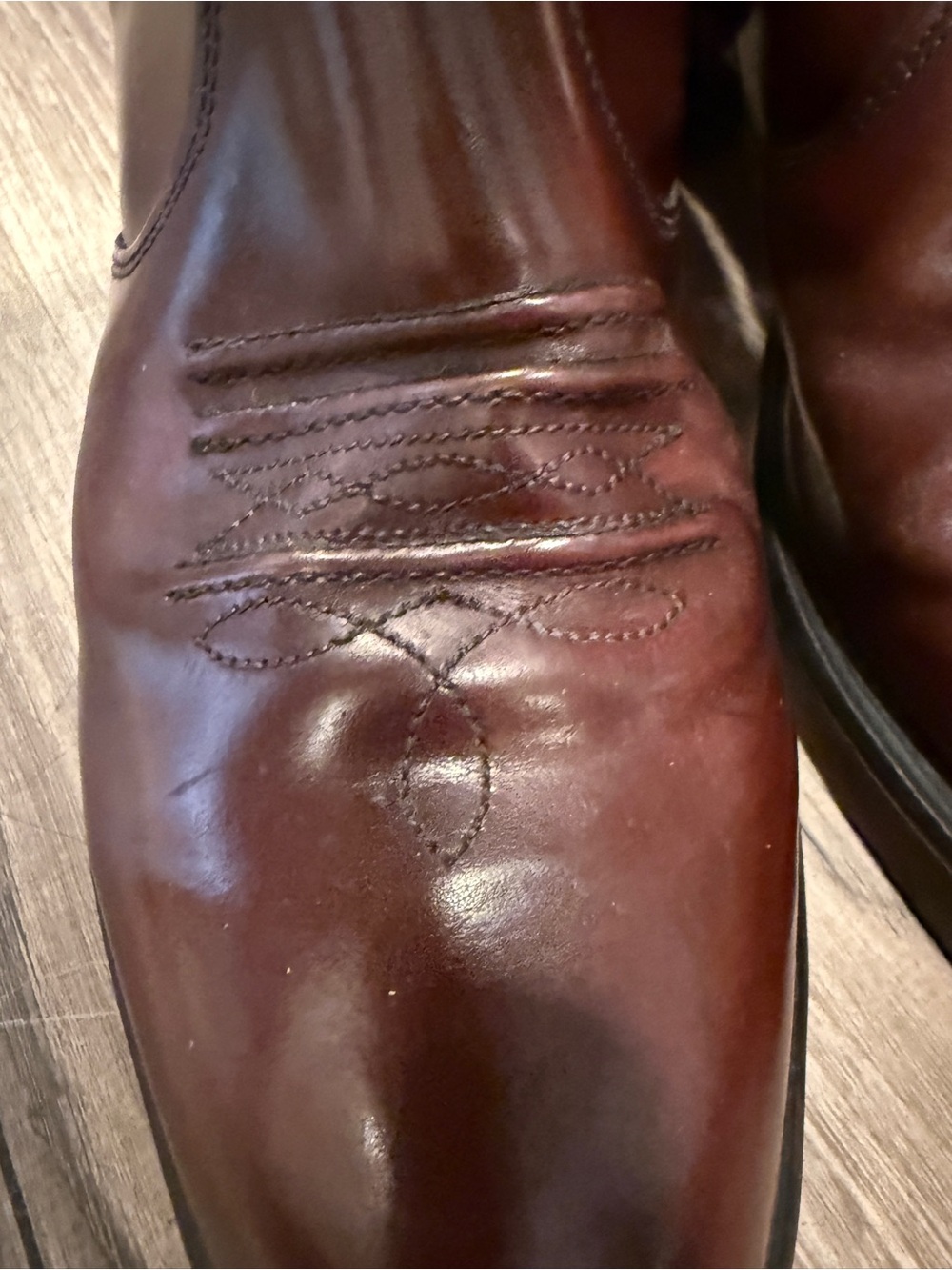 Vintage 70s Western Zip Hanover Burgundy Leather Mens Ankle Boots 12 - Picture 2 of 7